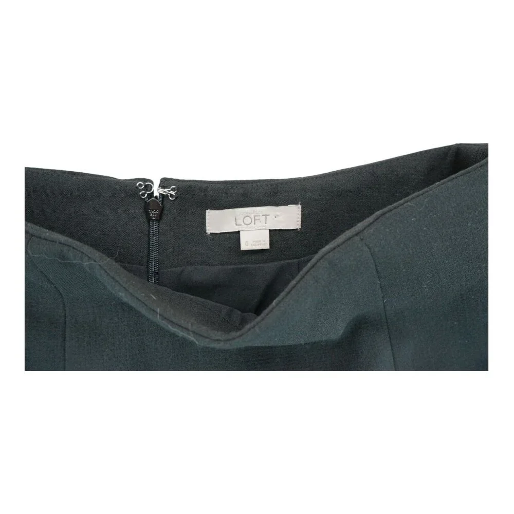 Loft Skirt Womens Size 0 Lined Black Scalloped Knee Length Back Zip‎ MSRP $80